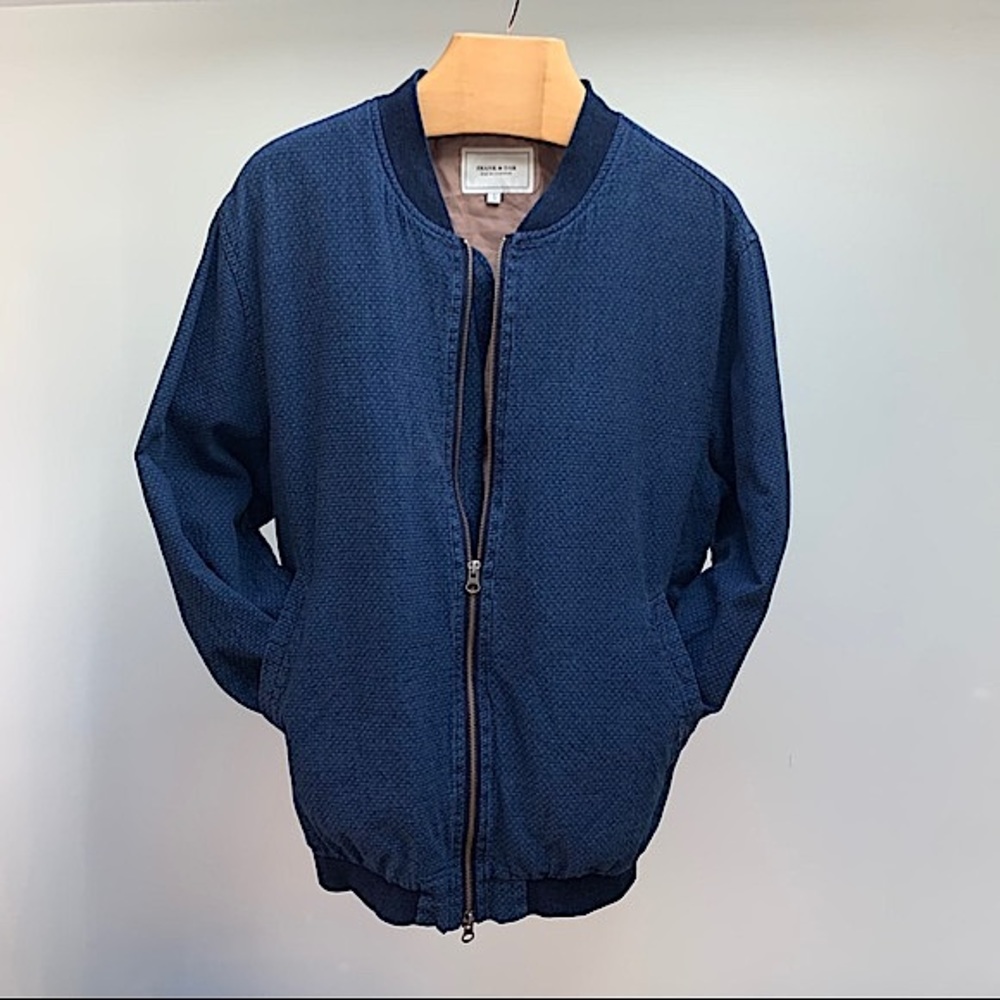 Frank & Oak Speckled Blue Bomber Jacket | Large